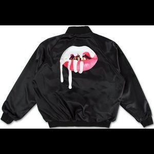Kylie “Lips” Satin Bomber Jacket